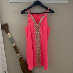 Lilly Pulitzer Pink Midi Dress with Gold Accents